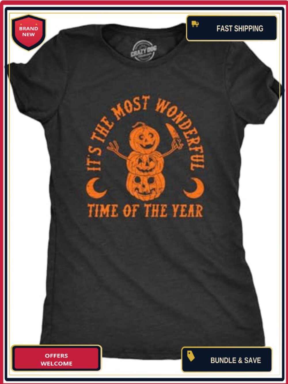 Halloween Graphic T-Shirt Crew Neck Short Sleeve Pre-Shrunk Poly Cotton
